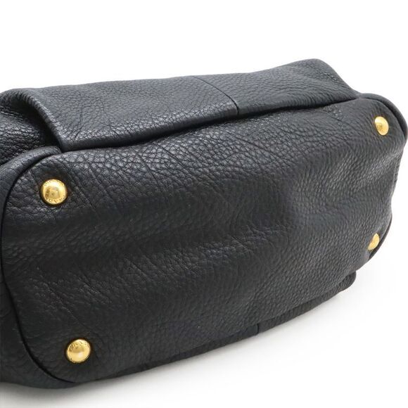 Prada Tote Handbag Leather NERO Black Gold Hardware Missing Shoulder Strap - Picture 8 of 8